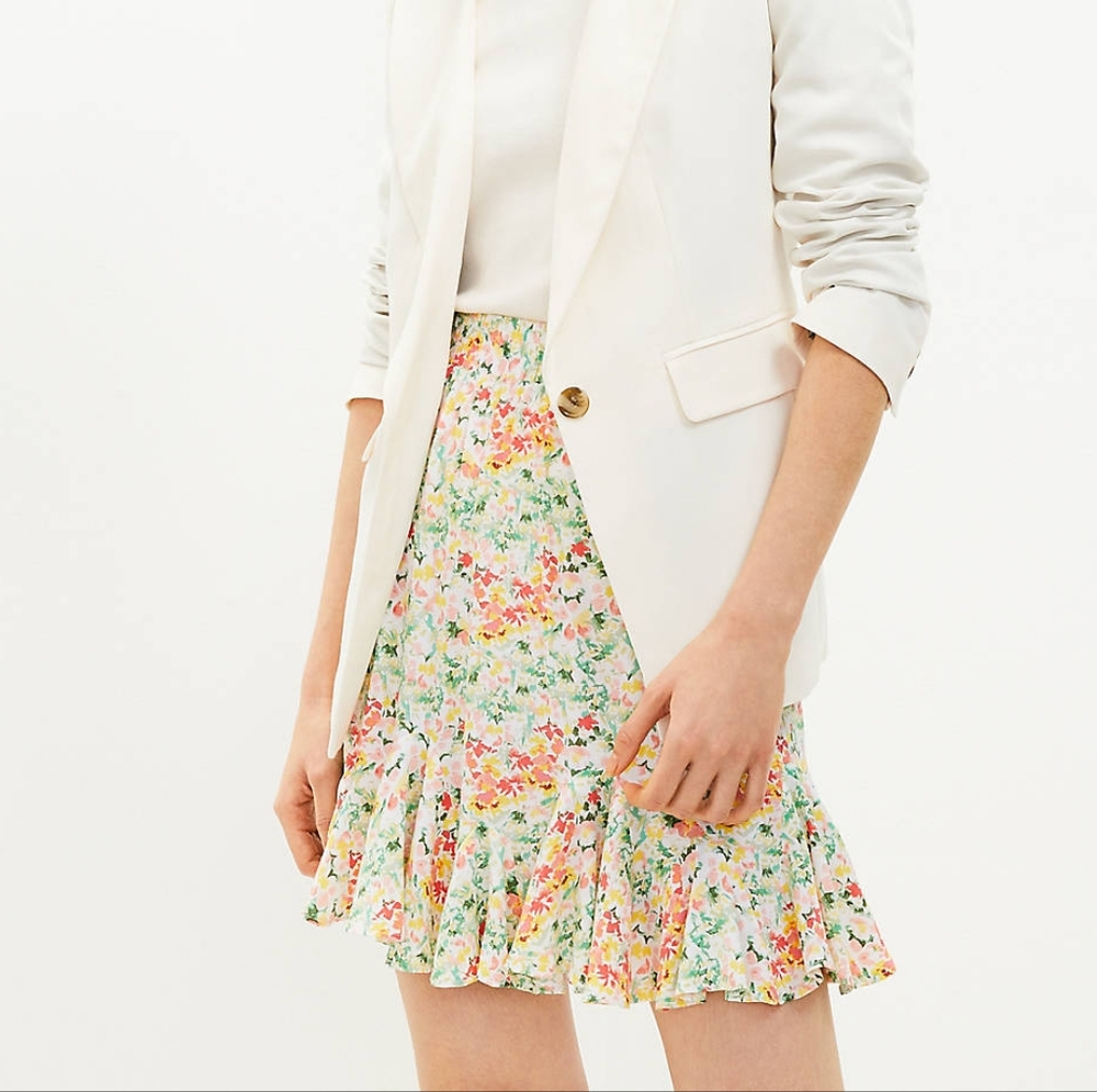 LOFT Floral Ruffle Skirt - Multicolor - Picture 2 of 8